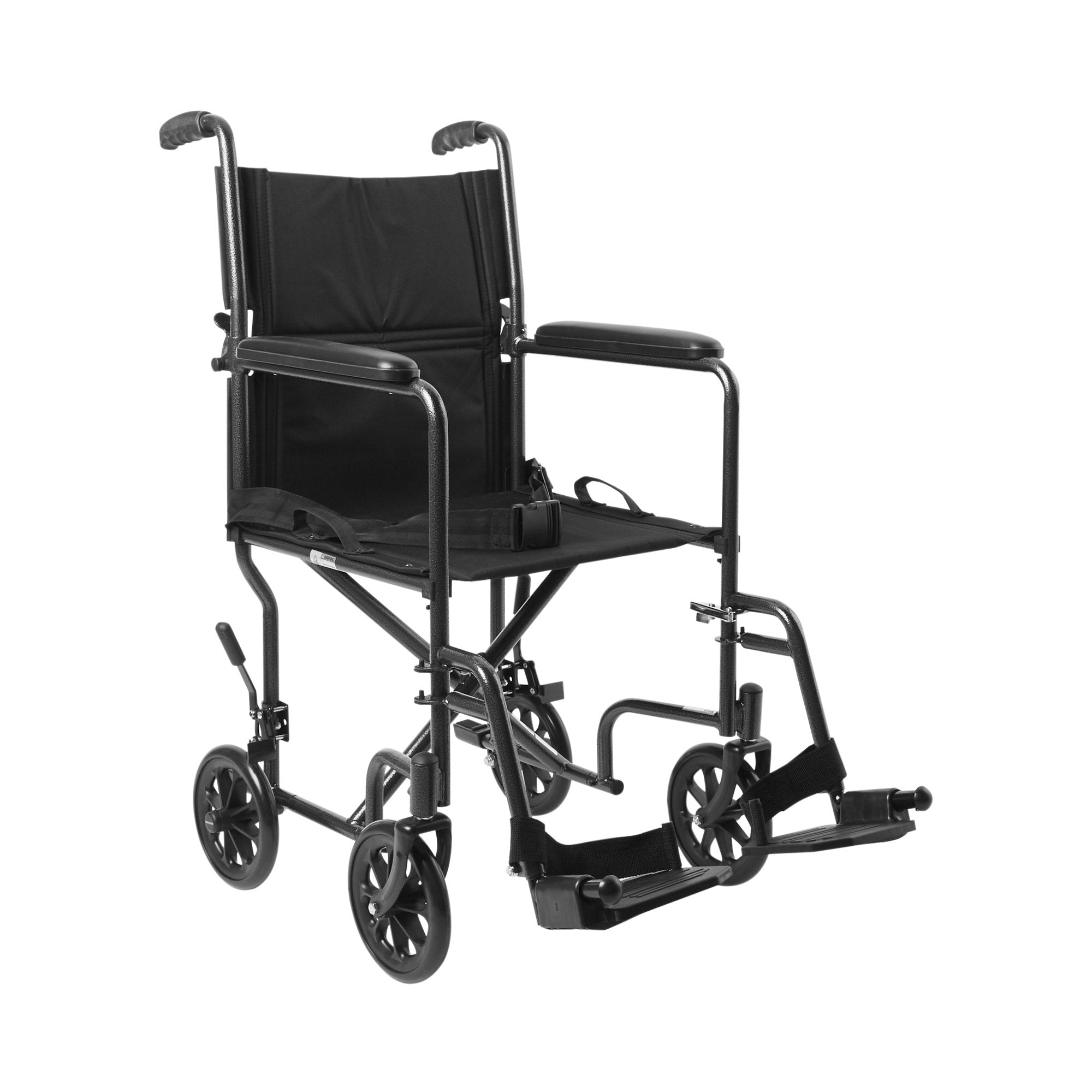 McKesson Lightweight Transport Chair, Black with Silver Vein Finish –