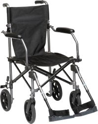 Transport Chair Travelite Aluminum Frame 250 lbs. Weight Capacity Desk Length / Flip Back / Padded Arm Gum Metal Upholstery