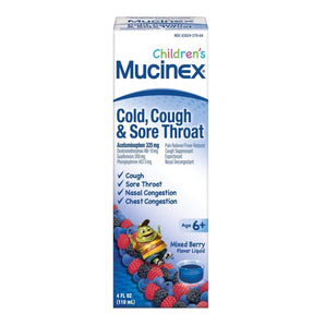 Children's Cold and Cough Relief Children's Mucinex® 325 mg - 10 mg - 200 mg - 5 mg / 10 mL Strength Liquid 4 oz.