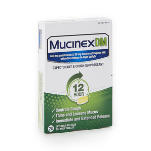 Cold and Cough Relief Mucinex® DM 600 mg - 30 mg Strength Tablet 20 per Box