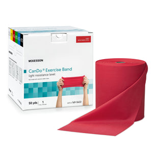 McKesson CanDo® Exercise Resistance Band, Red, 5 Inch x 50 Yard, Light Resistance 5 Inch X 50 Yard