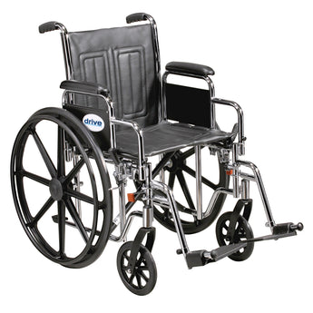 Bariatric Wheelchair driveª Sentra EC Heavy Duty Dual Axle Desk Length Arm Swing-Away Footrest Black Upholstery 20 Inch Seat Width Adult 450 lbs. Weight Capacity
