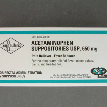 Pain Relief 650 mg Strength Acetaminophen Rectal Suppository 12 per Box