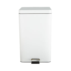 McKesson Trash Can with Plastic Liner, Square, Steel, Step-On, 32 QT, White
