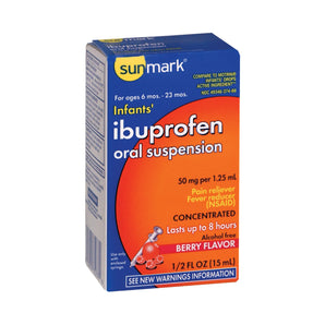 Infants' Pain Relief sunmark® 50 mg / 1.25 mL Strength Ibuprofen Oral Suspension 0.5 oz.