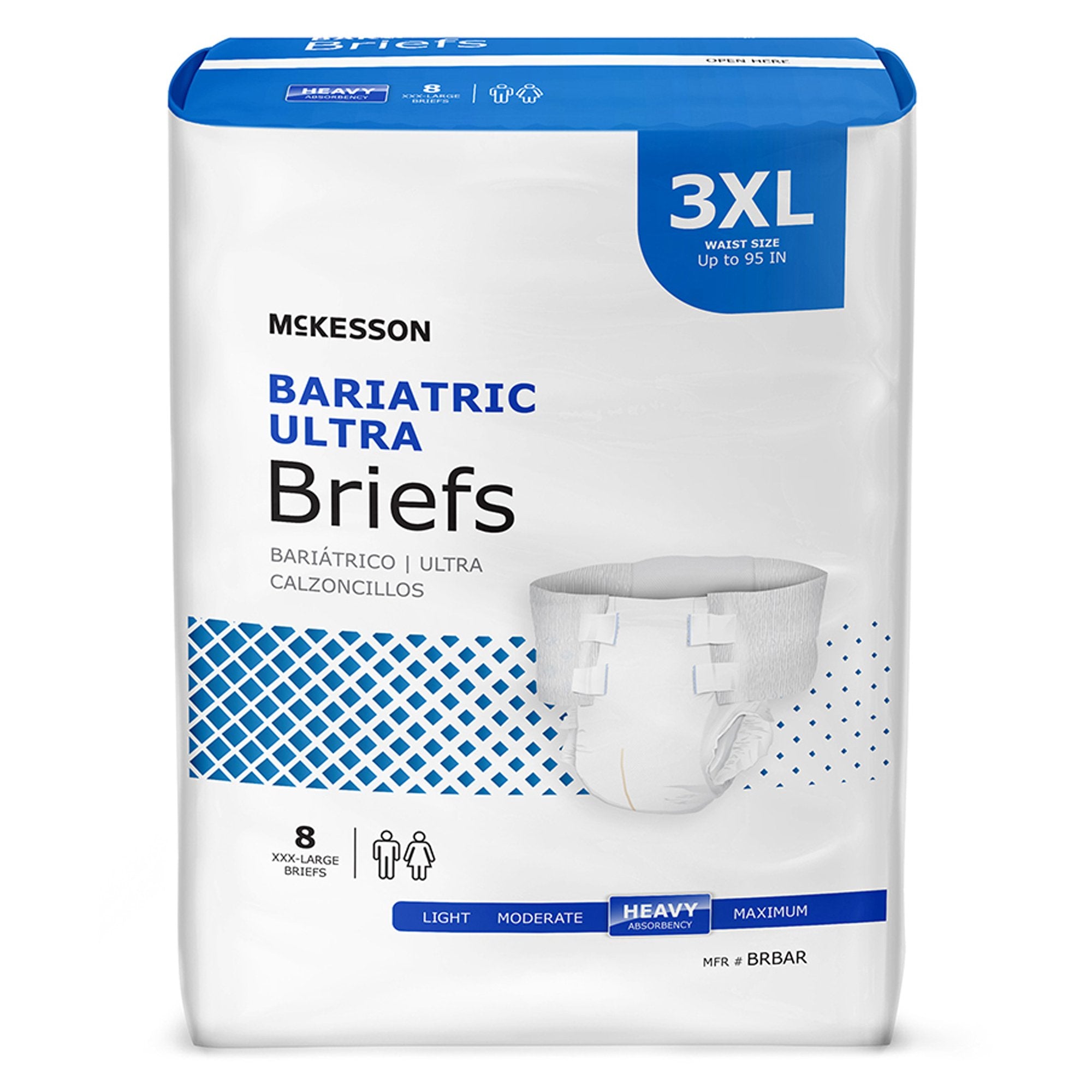 Unisex Adult Incontinence Brief McKesson Ultra Plus Bariatric 3X-Large Disposable Heavy Absorbency