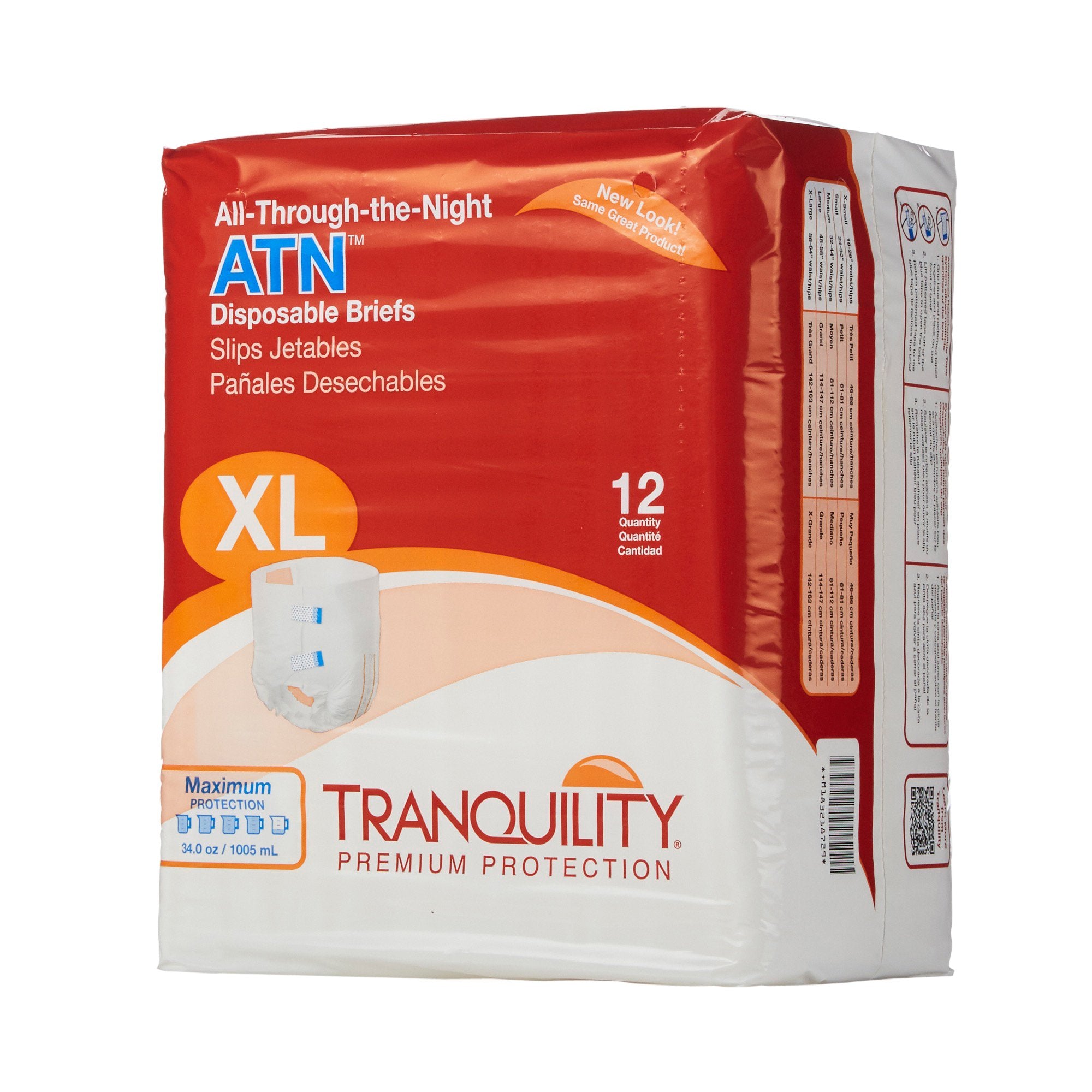 Unisex Adult Incontinence Brief Tranquility® ATN X-Large Disposable Heavy Absorbency