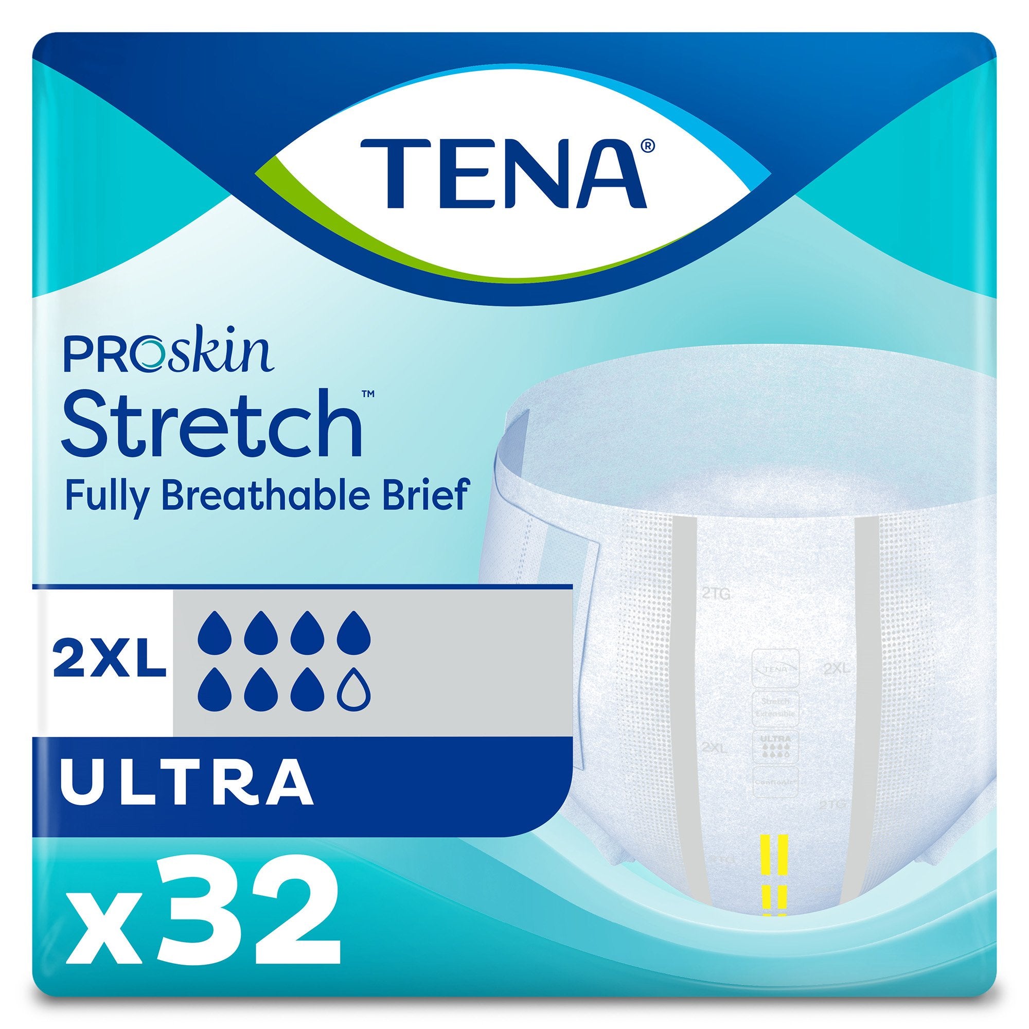 Unisex Adult Incontinence Brief TENA ProSkin Stretch™ Ultra 2X-Large Disposable Heavy Absorbency