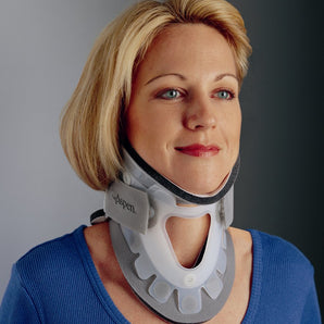Rigid Cervical Collar with Replacement Pads ProCare® Transitional 172 Preformed Adult Regular Two-Piece / Trachea Opening 3 Inch Height 13 to 22 Inch Neck Circumference