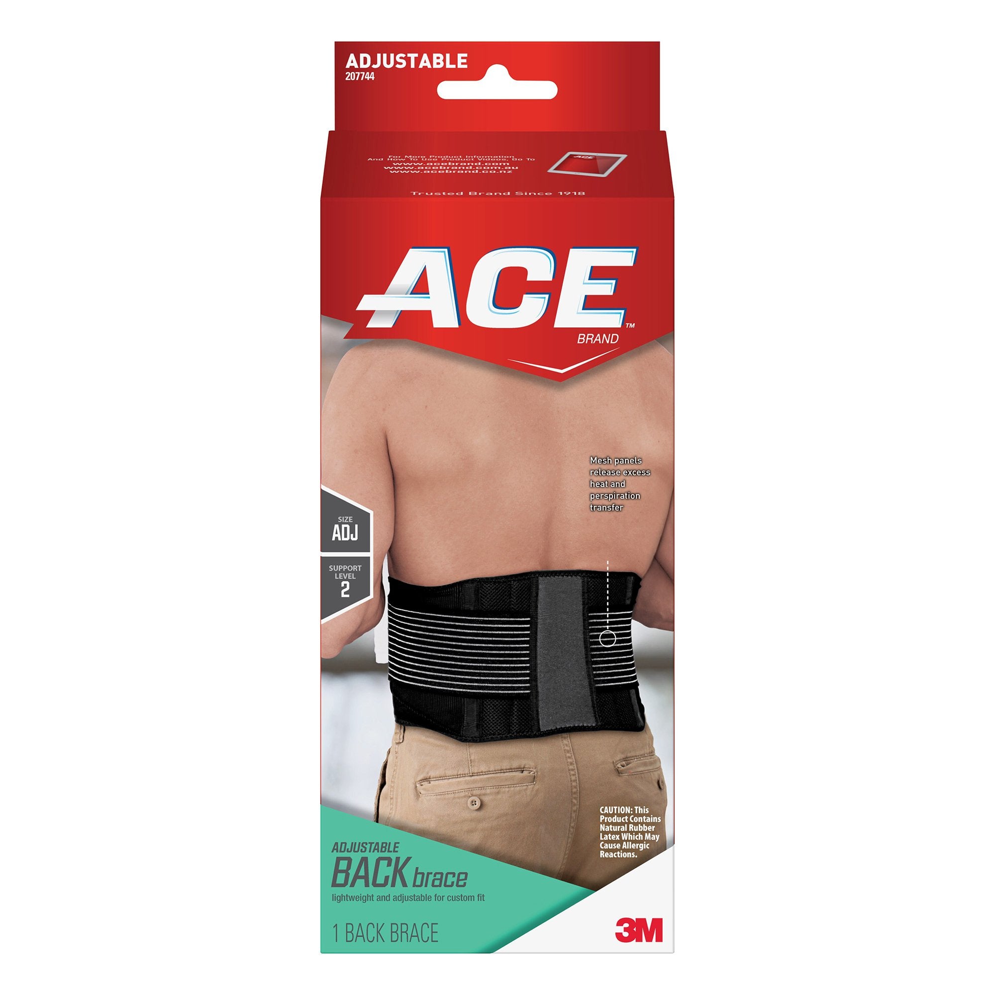Back Support Ace™ One Size Fits Most Hook and Loop Closure Up to 48 Inch Waist Circumference Adult