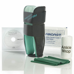 Ankle Sprain Management Kit Air-Stirrup® Universe™ Includes: Air-Stirrup* Universe* Ankle Brace, Ankle Wrap, Cold Pack, Exercise Band, Instructional DVD and Booklet