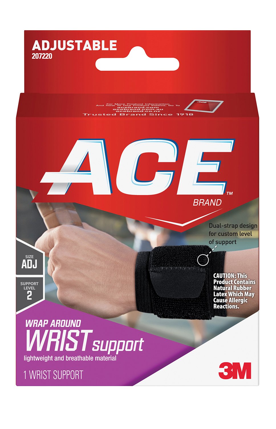 Wrist Support 3M™ Ace™ Low Profile / Wraparound Cotton / Nylon / Polyester / Polyurethane Foam / Rubber Latex Left or Right Hand Black One Size Fits Most