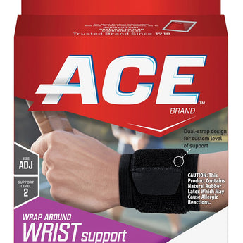 Wrist Support 3M™ Ace™ Low Profile / Wraparound Cotton / Nylon / Polyester / Polyurethane Foam / Rubber Latex Left or Right Hand Black One Size Fits Most