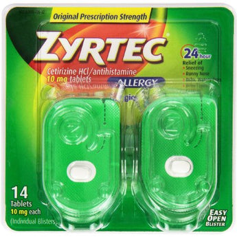 Allergy Relief Zyrtec® 10 mg Strength Tablet 14 per Bottle