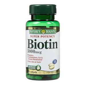 Biotin Supplement Nature's Bounty® Vitamin B7 5000 mcg Strength Softgel 60 per Bottle