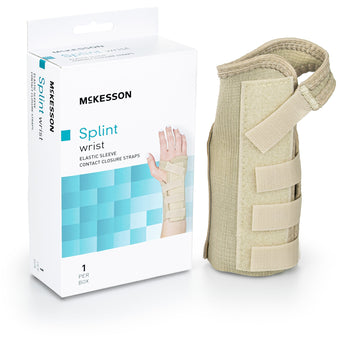 Wrist Brace McKesson Low Profile / Contoured / Wraparound Aluminum / Cotton / Elastic Left Hand Beige Small