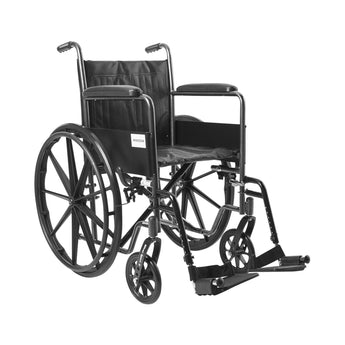 Wheelchair McKesson Dual Axle Full Length Arm Swing-Away Footrest Black Upholstery 18 Inch Seat Width Adult 300 lbs. Weight Capacity