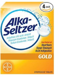 Antacid Alka-Seltzer® Gold 1000 mg - 344 mg - 1050 mg Strength Effervescent Tablet 36 per Box