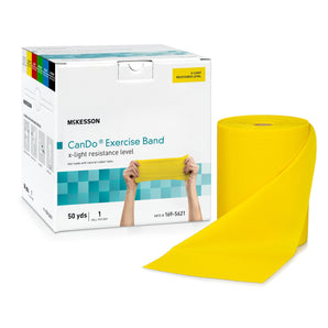 McKesson CanDo® Exercise Resistance Band, Yellow, 5 Inch x 50 Yard, X Light Resistance 5 Inch X 50 Yard
