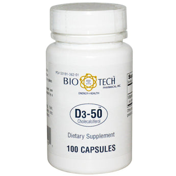 Vitamin Supplement Bio Tech™ Vitamin D3 50000 IU Strength Capsule 100 per Bottle