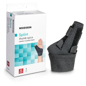 Thumb Splint McKesson Adult One Size Fits Most Hook and Loop Closure Left or Right Hand Black