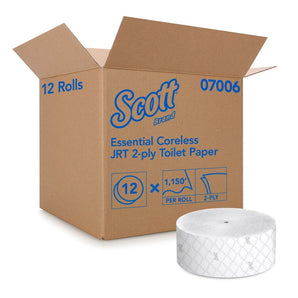 Toilet Tissue Scott® Essential Coreless JRT White 2-Ply Jumbo Size Coreless Roll Continuous Sheet 3-3/4 Inch X 1150 Foot
