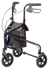 3 Wheel Rollator Carex¨ Marble Blue Adjustable Height / Lightweight / Folding Aluminum Frame