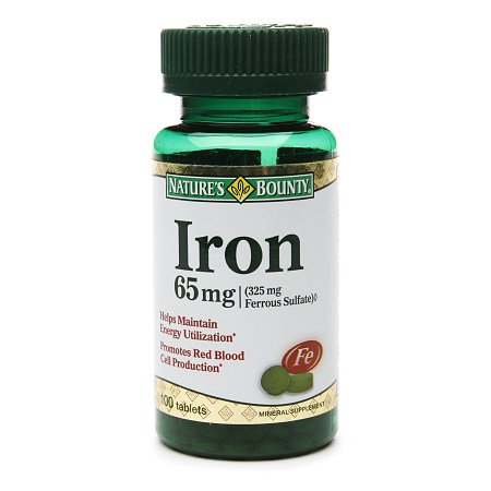 Mineral Supplement Nature's Bounty® Iron 65 mg Strength Tablet 100 per Bottle