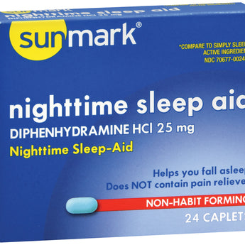 Sleep Aid sunmark® 24 per Box Caplet 25 mg Strength