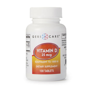 Vitamin Supplement Geri-Care® Vitamin D3 1000 IU Strength Tablet 100 per Bottle