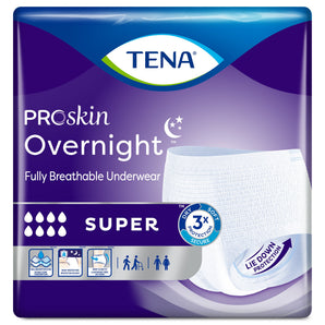 Unisex Adult Absorbent Underwear TENA ProSkin Overnight™ Super Protective Pull On with Tear Away Seams Large Disposable Heavy Absorbency