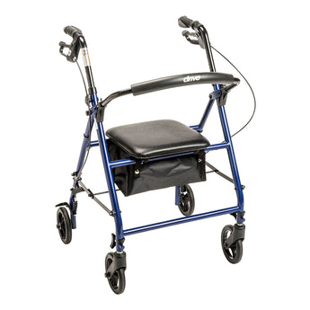 4 Wheel Rollator driveª Blue Adjustable Height / Folding Steel Frame