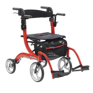 4 Wheel Rollator / Transport Chair driveª Nitro Duet Red Adjustable Height / Transport / Folding Aluminum Frame