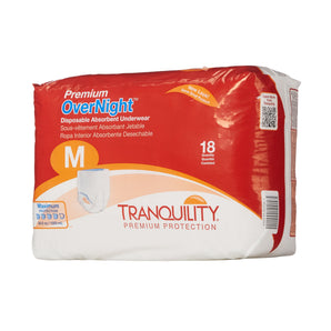 Unisex Adult Absorbent Underwear Tranquility® Premium OverNight™ Pull On with Tear Away Seams Medium Disposable Heavy Absorbency