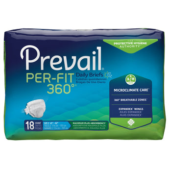 Unisex Adult Incontinence Brief Prevail® Per-Fit 360°™ Large Disposable Heavy Absorbency