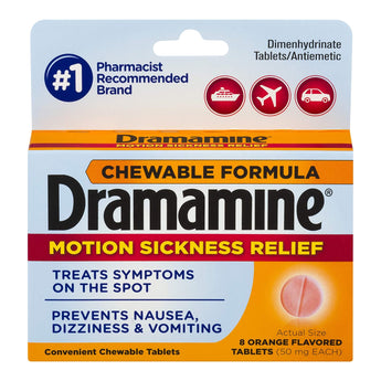 Nausea Relief Dramamine® 50 mg Strength Chewable Tablet 8 per Box