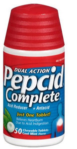 Antacid Pepcid® Complete 800 mg - 10 mg - 165 mg Strength Chewable Tablet 50 per Bottle