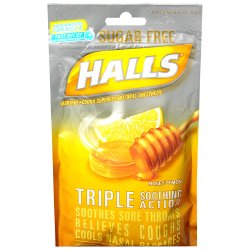 Cold and Cough Relief Halls® Sugar-Free 7.6 mg Strength Lozenge 25 per Bag