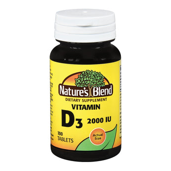 Vitamin Supplement Nature's Blend Vitamin D 2000 IU Strength Tablet 100 per Bottle