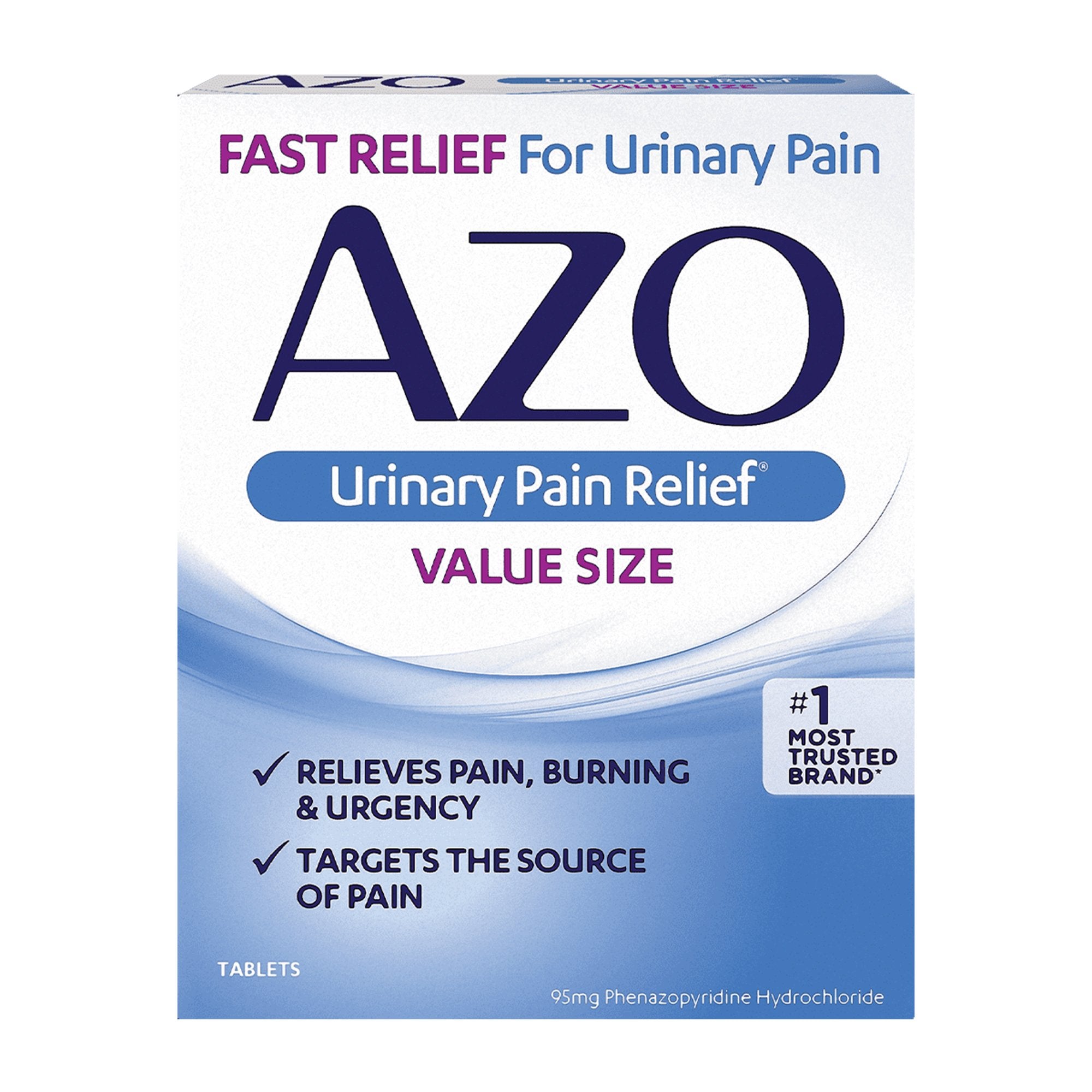 Urinary Pain Relief AZO® 95 mg Strength Phenazopyridine HCL Tablet 30 per Bottle
