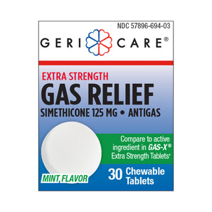 Gas Relief Geri-Care® 125 mg Strength Tablet 30 per Bottle