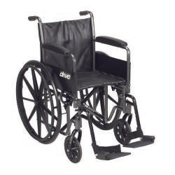 Wheelchair driveª Silver Sport 2 Dual Axle Desk Length Arm Swing-Away Footrest Black Upholstery 20 Inch Seat Width Adult 350 lbs. Weight Capacity
