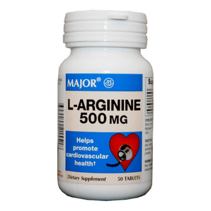 Dietary Supplement Major® L-Arginine 500 mg Strength Tablet 50 per Bottle