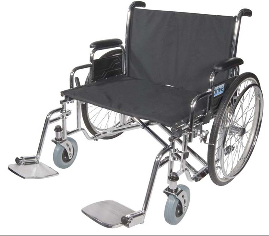 Bariatric Wheelchair driveª Sentra EC Full Length Arm Black Upholstery 28 Inch Seat Width Adult 700 lbs. Weight Capacity