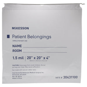 McKesson Patient Belongings Bag, Clear