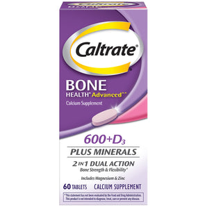 Joint Health Supplement Caltrate® 600 + D Calcium / Vitamin D 600 mg - 800 IU Strength Tablet 60 per Bottle