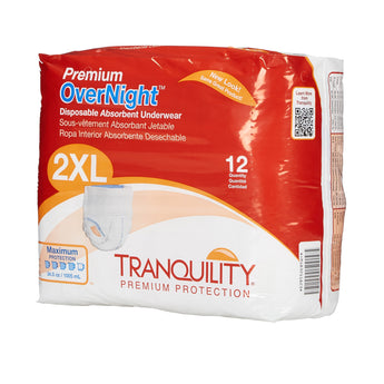 Unisex Adult Absorbent Underwear Tranquility® Premium OverNight™ Pull On with Tear Away Seams 2X-Large Disposable Heavy Absorbency