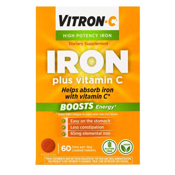 Multivitamin Supplement Vitron-C® Ascorbic Acid / Iron 125 mg - 65 mg Strength Tablet 60 per Bottle