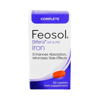 Mineral Supplement Feosol® Bifera® Hip & PIC Iron / PIC / HIP 28 mg - 22 mg - 6 mg Strength Caplet 30 per Bottle