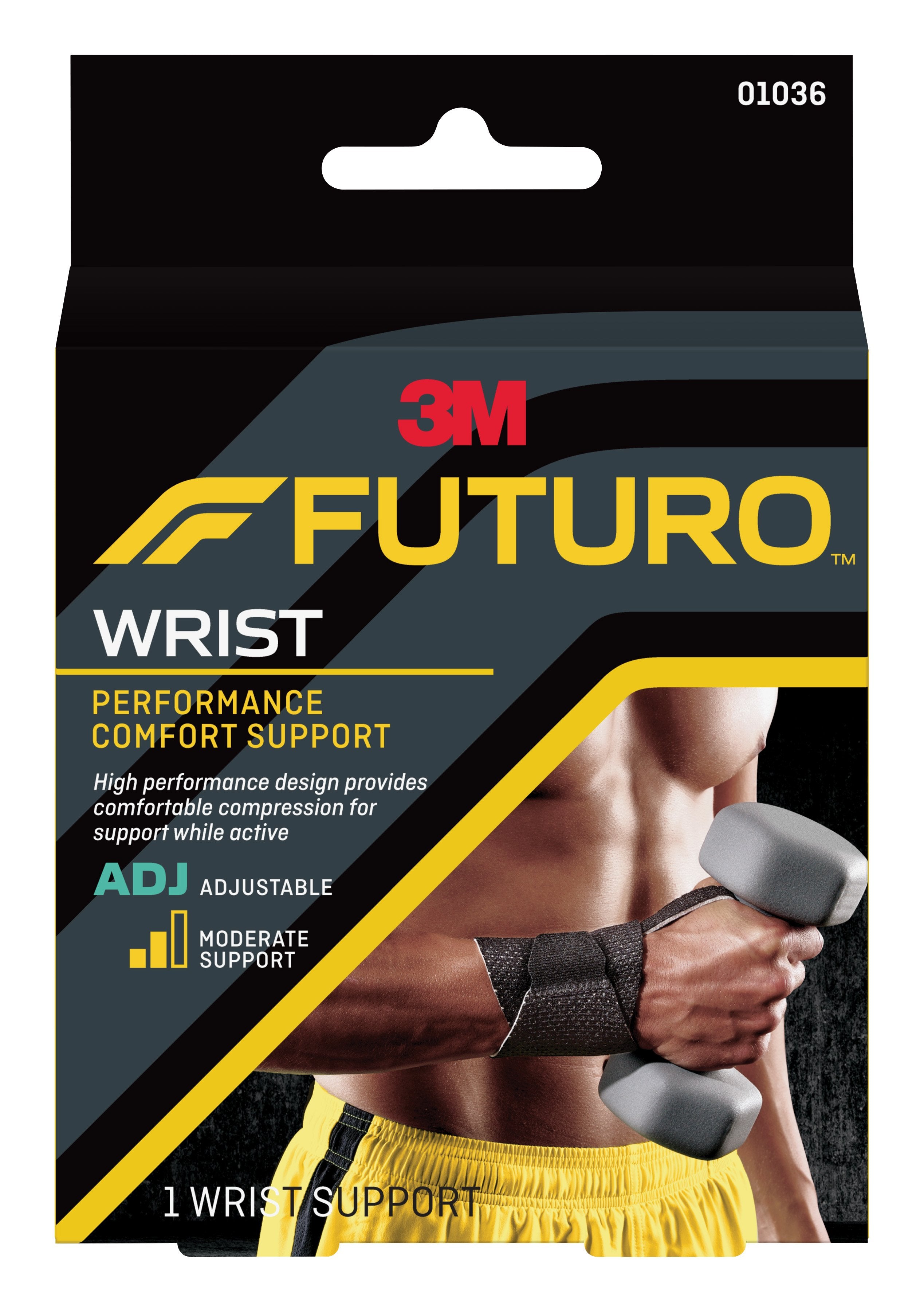 Wrist Support 3M™ Futuro™ Performance Comfort Low Profile / Wraparound Nylon / Polyester / Polyurethane / Spandex Left or Right Hand Black One Size Fits Most